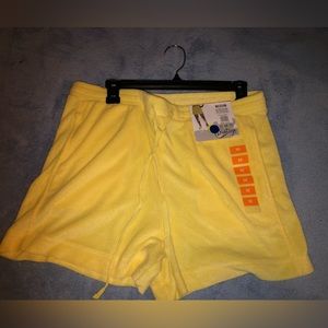 Yellow velvet shorts